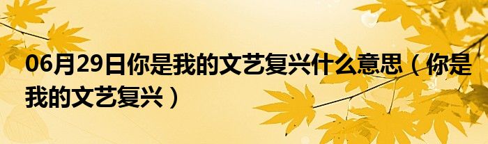 06月29日你是我的文艺复兴什么意思（你是我的文艺复兴）