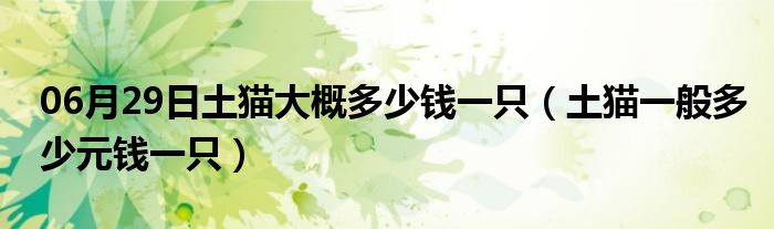 06月29日土猫大概多少钱一只（土猫一般多少元钱一只）