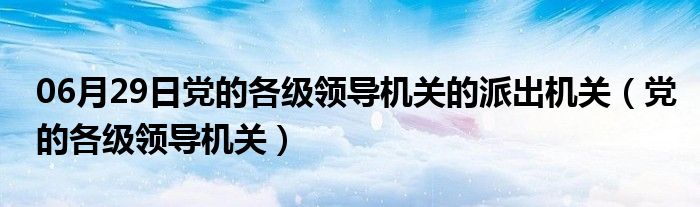 06月29日党的各级领导机关的派出机关（党的各级领导机关）