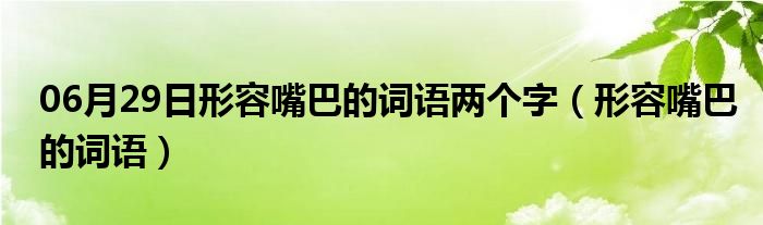 06月29日形容嘴巴的词语两个字（形容嘴巴的词语）