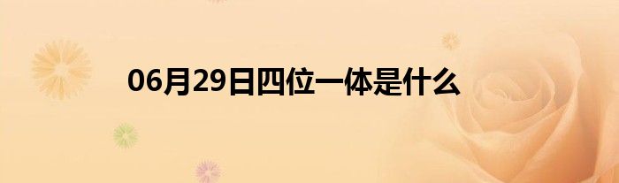 06月29日四位一体是什么