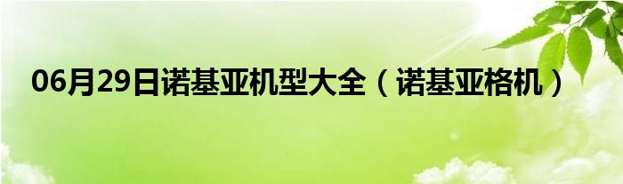 06月29日诺基亚机型大全（诺基亚格机）