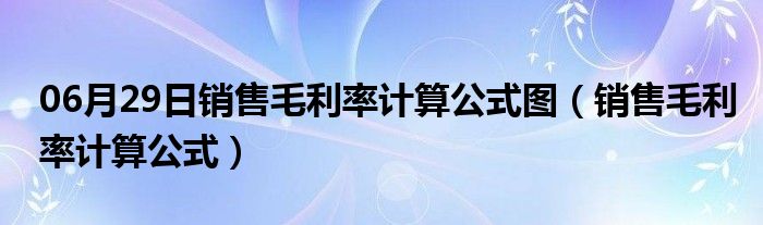 06月29日销售毛利率计算公式图（销售毛利率计算公式）