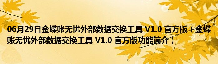 06月29日金蝶账无忧外部数据交换工具 V1.0 官方版（金蝶账无忧外部数据交换工具 V1.0 官方版功能简介）