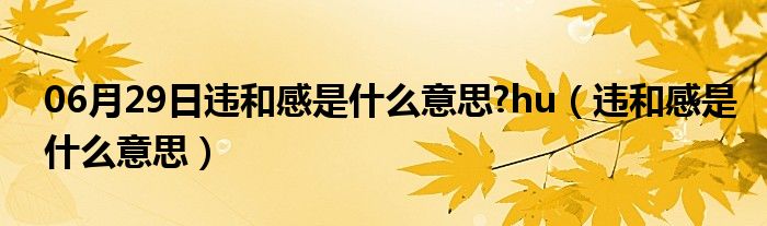 06月29日违和感是什么意思?hu（违和感是什么意思）