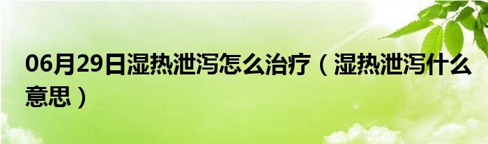 06月29日湿热泄泻怎么治疗（湿热泄泻什么意思）