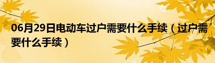 06月29日电动车过户需要什么手续（过户需要什么手续）