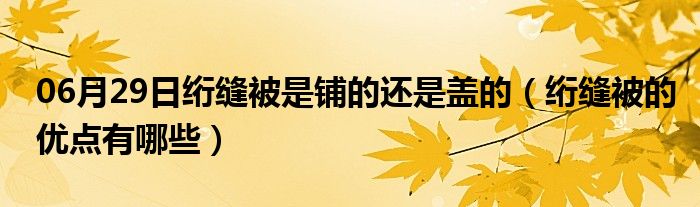 06月29日绗缝被是铺的还是盖的（绗缝被的优点有哪些）