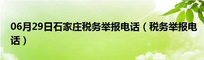 06月29日石家庄税务举报电话（税务举报电话）