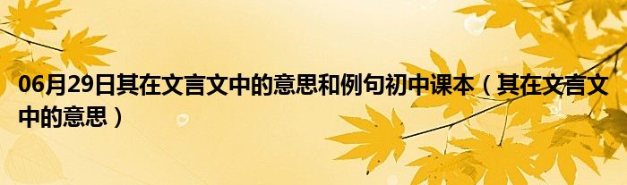 06月29日其在文言文中的意思和例句初中课本（其在文言文中的意思）