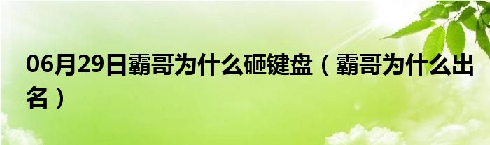 06月29日霸哥为什么砸键盘（霸哥为什么出名）