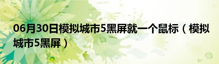 06月30日模拟城市5黑屏就一个鼠标（模拟城市5黑屏）