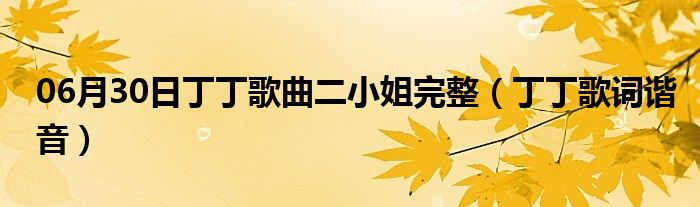 06月30日丁丁歌曲二小姐完整（丁丁歌词谐音）