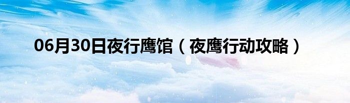 06月30日夜行鹰馆（夜鹰行动攻略）