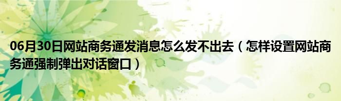 06月30日网站商务通发消息怎么发不出去（怎样设置网站商务通强制弹出对话窗口）