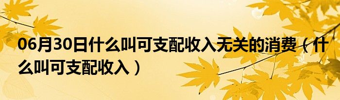 06月30日什么叫可支配收入无关的消费（什么叫可支配收入）