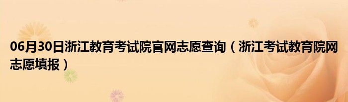 06月30日浙江教育考试院官网志愿查询（浙江考试教育院网志愿填报）