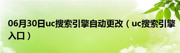 06月30日uc搜索引擎自动更改（uc搜索引擎入口）