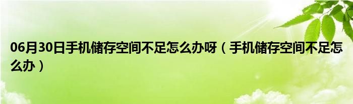 06月30日手机储存空间不足怎么办呀（手机储存空间不足怎么办）