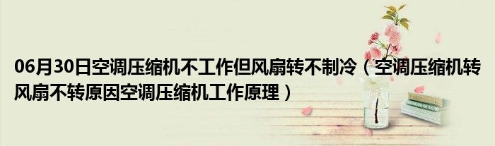 06月30日空调压缩机不工作但风扇转不制冷（空调压缩机转风扇不转原因空调压缩机工作原理）