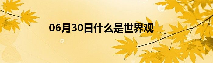 06月30日什么是世界观