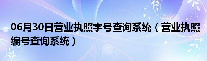 06月30日营业执照字号查询系统（营业执照编号查询系统）