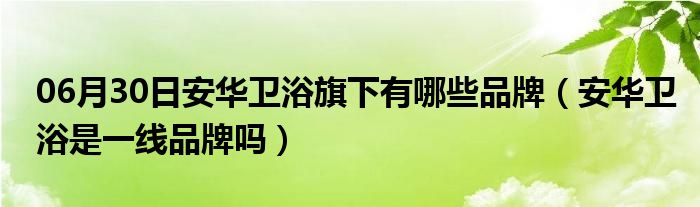 06月30日安华卫浴旗下有哪些品牌（安华卫浴是一线品牌吗）