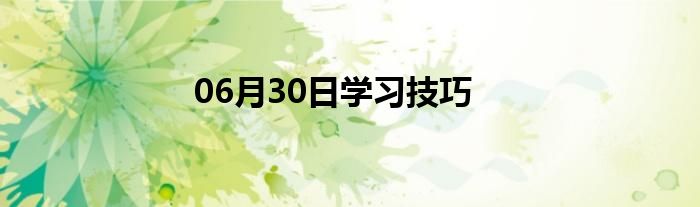 06月30日学习技巧