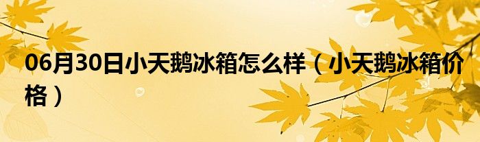 06月30日小天鹅冰箱怎么样（小天鹅冰箱价格）