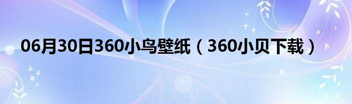 06月30日360小鸟壁纸（360小贝下载）