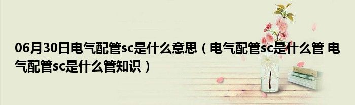 06月30日电气配管sc是什么意思（电气配管sc是什么管 电气配管sc是什么管知识）