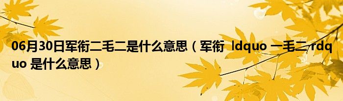 06月30日军衔二毛二是什么意思（军衔  ldquo 一毛二 rdquo 是什么意思）