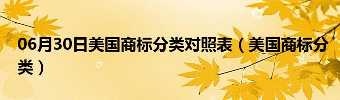 06月30日美国商标分类对照表（美国商标分类）