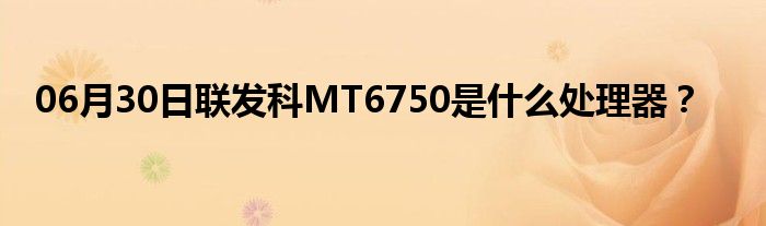 06月30日联发科MT6750是什么处理器？