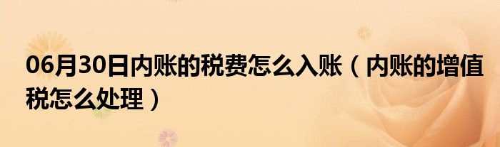 06月30日内账的税费怎么入账（内账的增值税怎么处理）