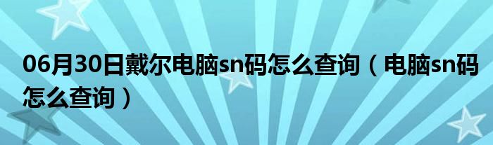 06月30日戴尔电脑sn码怎么查询（电脑sn码怎么查询）