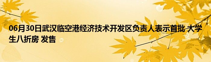 06月30日武汉临空港经济技术开发区负责人表示首批 大学生八折房 发售