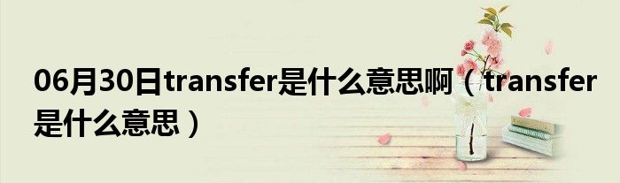 06月30日transfer是什么意思啊（transfer是什么意思）