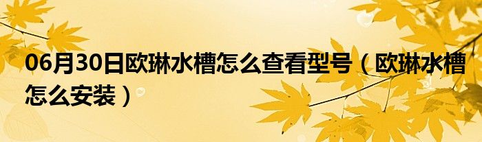 06月30日欧琳水槽怎么查看型号（欧琳水槽怎么安装）