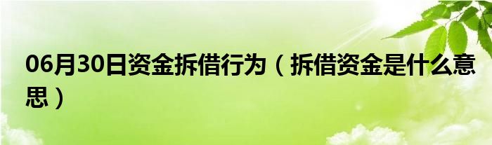 06月30日资金拆借行为（拆借资金是什么意思）