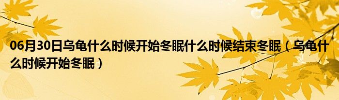 06月30日乌龟什么时候开始冬眠什么时候结束冬眠（乌龟什么时候开始冬眠）