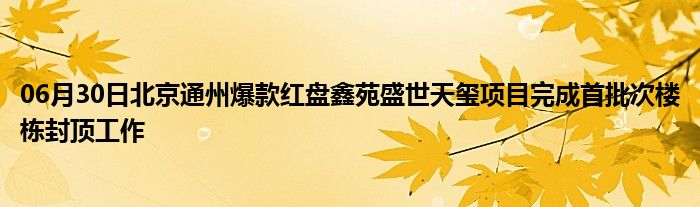 06月30日北京通州爆款红盘鑫苑盛世天玺项目完成首批次楼栋封顶工作