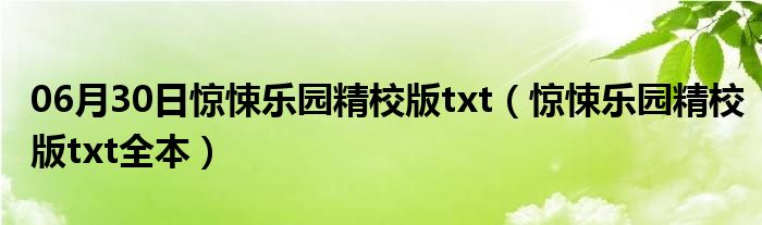 06月30日惊悚乐园精校版txt（惊悚乐园精校版txt全本）