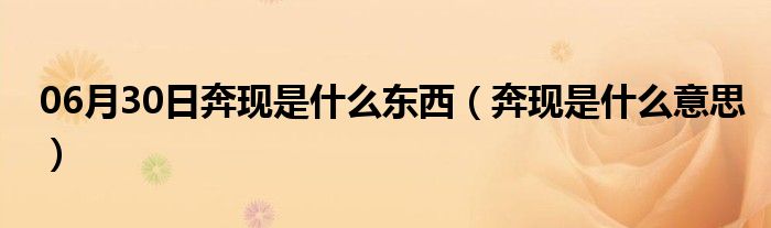 06月30日奔现是什么东西（奔现是什么意思）