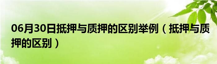 06月30日抵押与质押的区别举例（抵押与质押的区别）