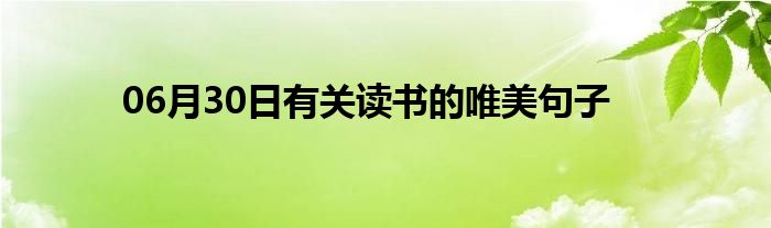 06月30日有关读书的唯美句子