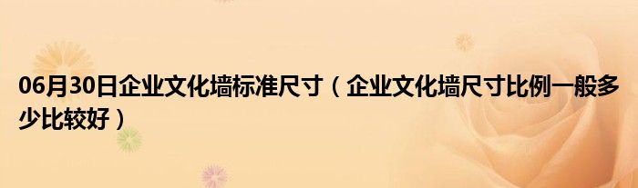 06月30日企业文化墙标准尺寸（企业文化墙尺寸比例一般多少比较好）