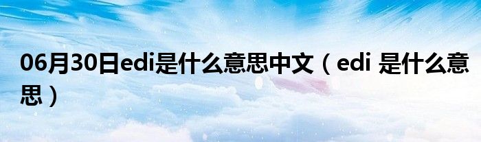 06月30日edi是什么意思中文（edi 是什么意思）