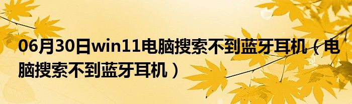 06月30日win11电脑搜索不到蓝牙耳机（电脑搜索不到蓝牙耳机）