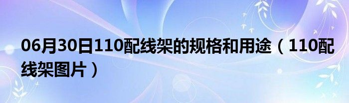 06月30日110配线架的规格和用途（110配线架图片）